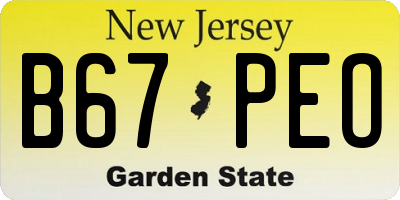 NJ license plate B67PEO