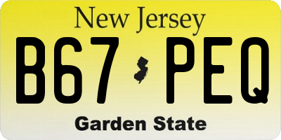 NJ license plate B67PEQ