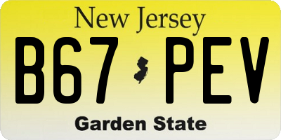 NJ license plate B67PEV