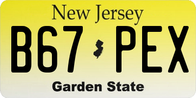 NJ license plate B67PEX