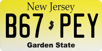 NJ license plate B67PEY