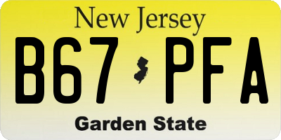 NJ license plate B67PFA