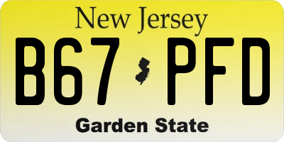 NJ license plate B67PFD