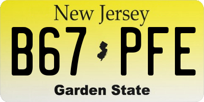 NJ license plate B67PFE