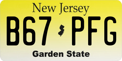 NJ license plate B67PFG