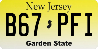 NJ license plate B67PFI