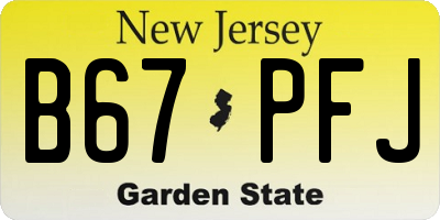 NJ license plate B67PFJ