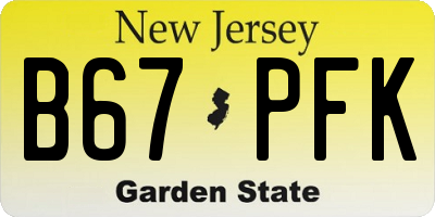 NJ license plate B67PFK