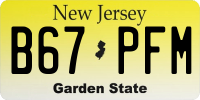 NJ license plate B67PFM