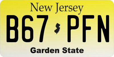 NJ license plate B67PFN
