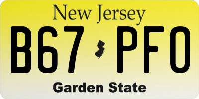 NJ license plate B67PFO