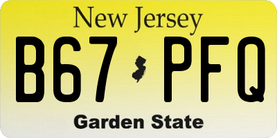 NJ license plate B67PFQ