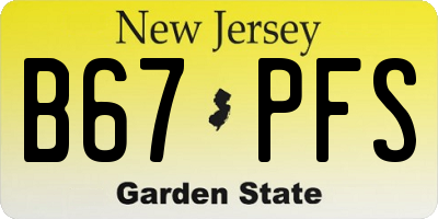 NJ license plate B67PFS