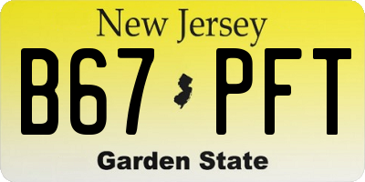 NJ license plate B67PFT