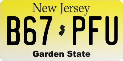 NJ license plate B67PFU