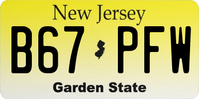 NJ license plate B67PFW