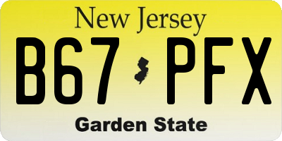 NJ license plate B67PFX