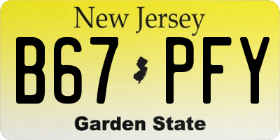NJ license plate B67PFY