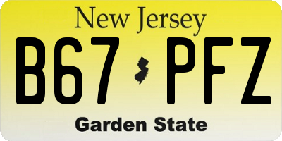NJ license plate B67PFZ