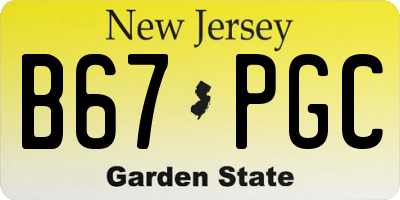 NJ license plate B67PGC