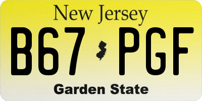 NJ license plate B67PGF
