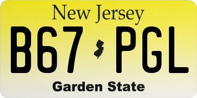 NJ license plate B67PGL