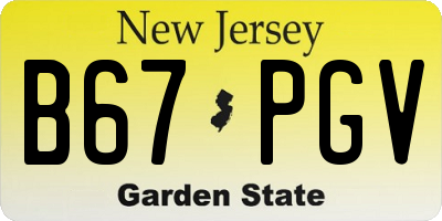 NJ license plate B67PGV
