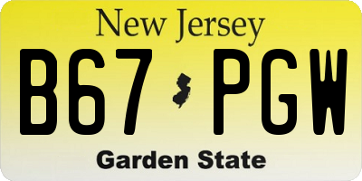 NJ license plate B67PGW
