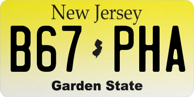 NJ license plate B67PHA