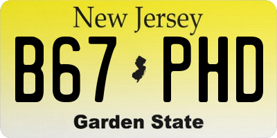NJ license plate B67PHD