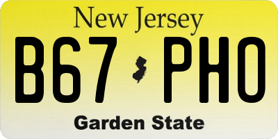 NJ license plate B67PHO