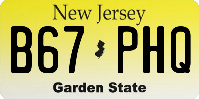 NJ license plate B67PHQ