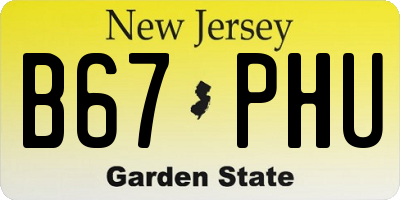 NJ license plate B67PHU