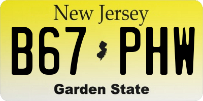 NJ license plate B67PHW