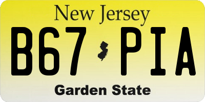 NJ license plate B67PIA