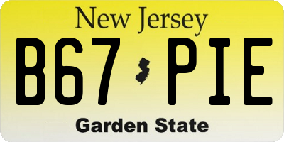 NJ license plate B67PIE