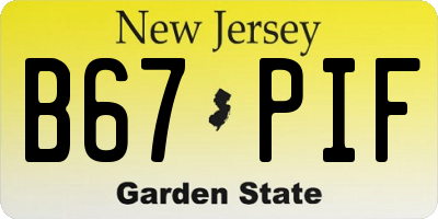 NJ license plate B67PIF