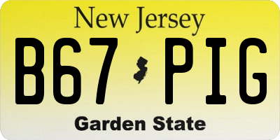 NJ license plate B67PIG