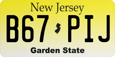 NJ license plate B67PIJ