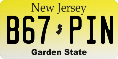 NJ license plate B67PIN