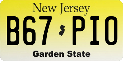 NJ license plate B67PIO