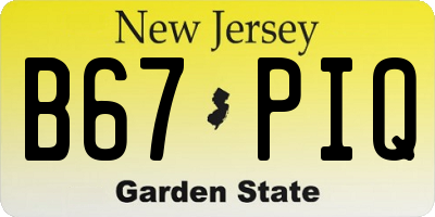 NJ license plate B67PIQ