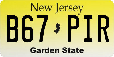 NJ license plate B67PIR