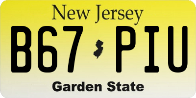 NJ license plate B67PIU