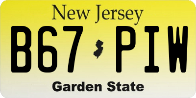 NJ license plate B67PIW
