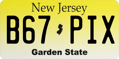 NJ license plate B67PIX