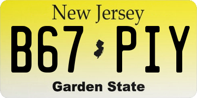 NJ license plate B67PIY