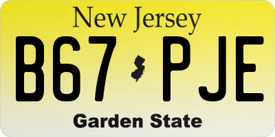 NJ license plate B67PJE