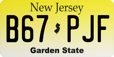 NJ license plate B67PJF