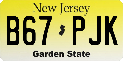 NJ license plate B67PJK